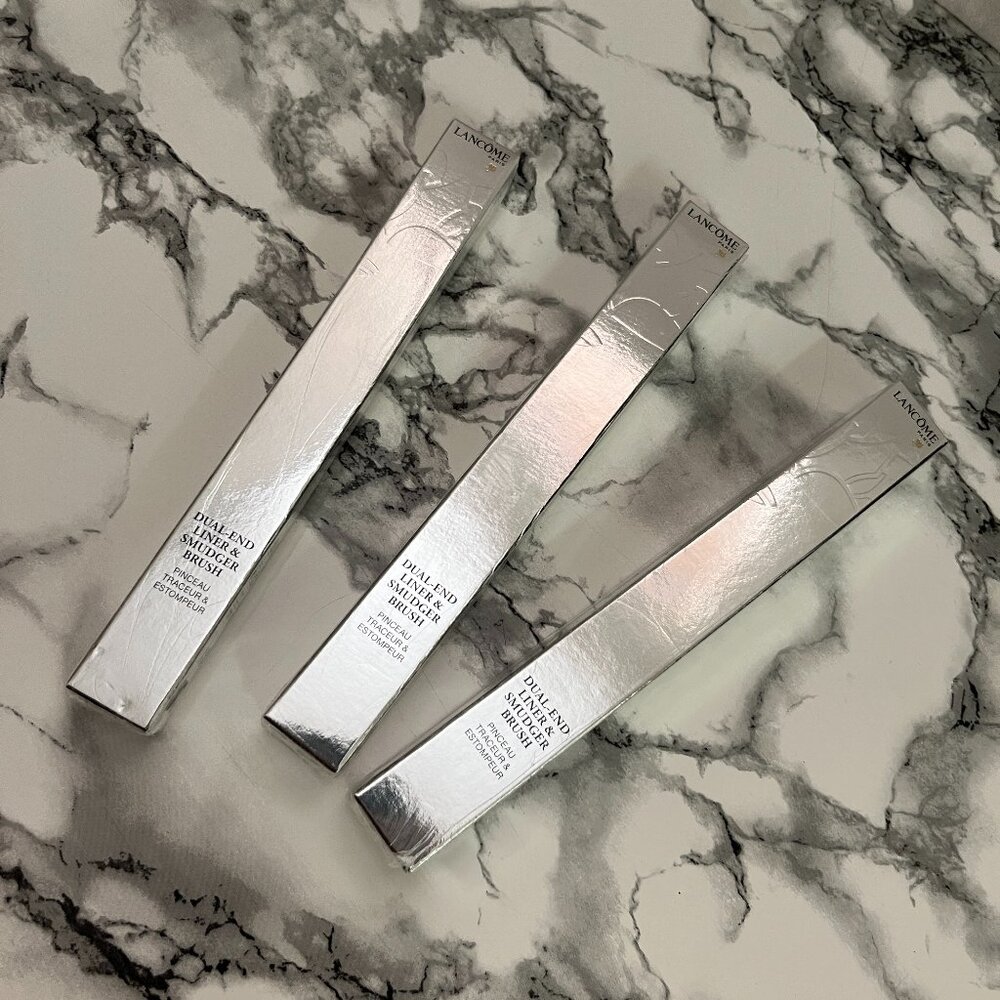 3 x Lancome Dual End Liner & Smudger Eye Makeup Brush # 24 New Sealed Full Size